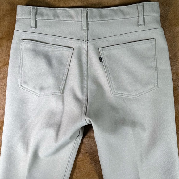 Vintage Levi’s Made in the USA Polyester Tan Boot Cut Pants - Picture 5 of 8